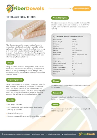 fiberdowels-technical-data-rebars Fiber Dowels - Barra de unión de fibra de vidrio descripción téchnica